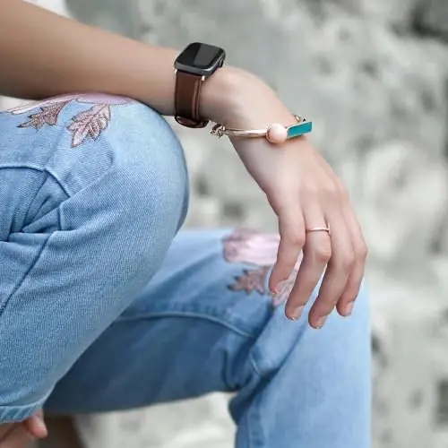 Lzwldan Genuine Leather Watch Band Compatible with Woneligo/Fitpolo Smart Watch IDW13,Soft Leather Replacement Wristband for FITVII H56/ID208Plus/Gydom/ENOMIR/Amzhero/TOOBUR/MILOUZ/Tensky IDW19 Watch - 3