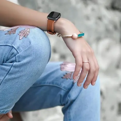 Lzwldan Genuine Leather Watch Band Compatible with Woneligo/Fitpolo Smart Watch IDW13,Soft Leather Replacement Wristband for FITVII H56/ID208Plus/Gydom/ENOMIR/Amzhero/TOOBUR/MILOUZ/Tensky IDW19 Watch - 3