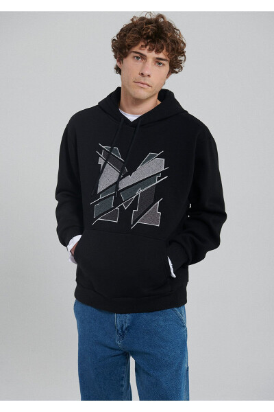 M Logo Baskılı Kapüşonlu Siyah Sweatshirt 0s10106-900 - 19