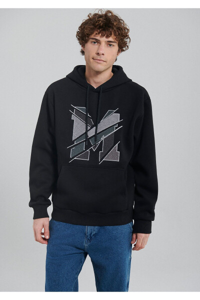 M Logo Baskılı Kapüşonlu Siyah Sweatshirt 0s10106-900 - 21