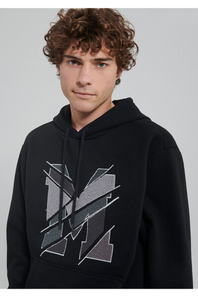 M Logo Baskılı Kapüşonlu Siyah Sweatshirt 0s10106-900 - 23