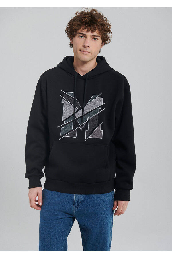 M Logo Baskılı Kapüşonlu Siyah Sweatshirt 0s10106-900 - 9