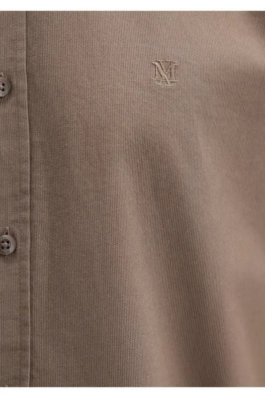 M Logo Nakışlı Kahverengi Gömlek Slim Fit / Dar Kesim 0211192-83866-Kahverengi - 7