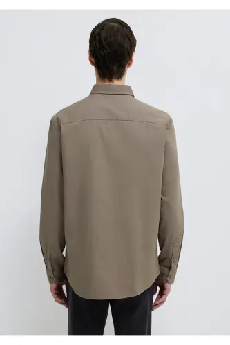 M Logo Nakışlı Kahverengi Gömlek Slim Fit / Dar Kesim 0211192-83866 - Kahverengi - 5