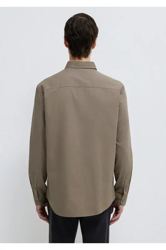 M Logo Nakışlı Kahverengi Gömlek Slim Fit / Dar Kesim 0211192-83866 - Kahverengi - 5