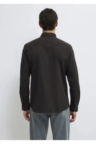 M Logo Nakışlı Kahverengi Gömlek Slim Fit / Dar Kesim 0211192-90892 - Kahverengi-90892 - 5