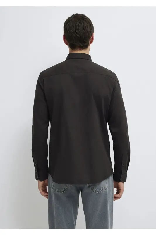 M Logo Nakışlı Kahverengi Gömlek Slim Fit / Dar Kesim 0211192-90892 - Kahverengi-90892 - 5