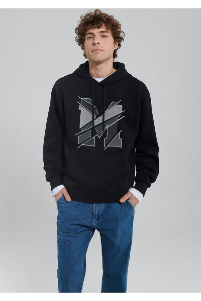 M Logo Printed Hooded Black Sweatshirt 0s10106-900 - 2