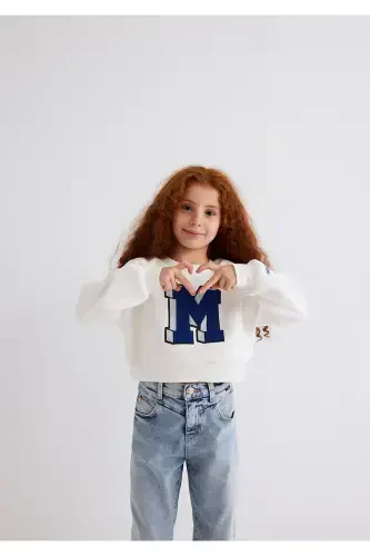 M Logo Printed White Sweatshirt 7s10079-70057 - 1