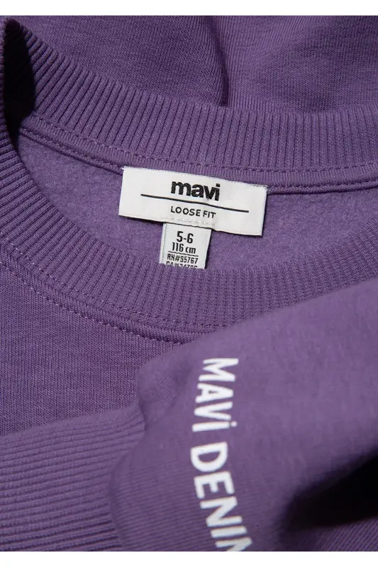 M Logo Baskılı Mor Sweatshirt 7S10079-88135 - Mor-88135 - 4