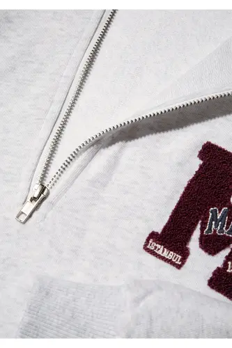 M Patch Half-Zip Grey Sweatshirt 1S10163-85438 - 7