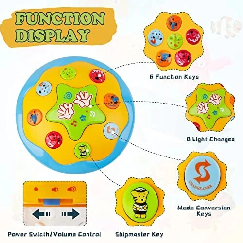 M SANMERSEN Baby Toys 6 to 12 Months - Ocean Projector Light Up Musical for 12-18 Crawling Learning Tummy Time 1 2 3 Year Old Infant Boys Girls Gifts - M