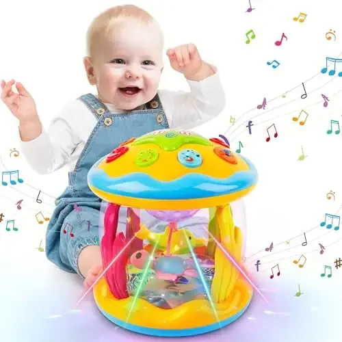 M SANMERSEN Игрушки для малышей 6-12 месяцев - Океанский проектор с подсветкой и музыкой для ползания 12-18 месяцев, обучение, время на животе, подарки для мальчиков и девочек 1 2 3 года - 6