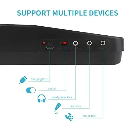 M SANMERSEN Пианино Клавиатура для начинающих, 37 клавиш со встроенной 1200 мА-ч, аккумуляторная электронная клавиатура пианино, портативная музыкальная клавиатура пианино с микрофоном, светодиодным экраном, учебный подарок для начинающих, черный - 6