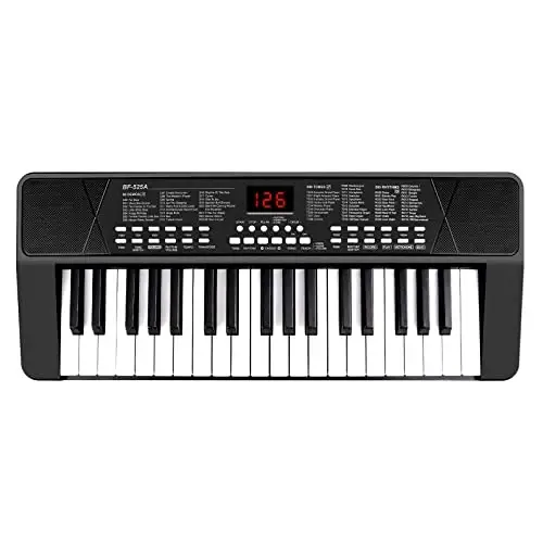 M SANMERSEN Piano Keyboard for Beginners, 37 Keys Built-in 1200mA Rechargeable Battery Electronic Piano Keyboard Portable Music Piano Keyboard with Mic LED Screen Teaching Gift for Beginners, Black - 2