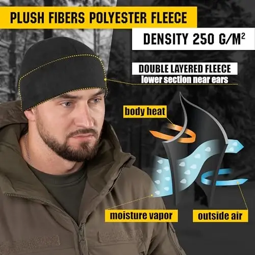 M-Tac Elite Fleece Watch Cap - Military Tactical Beanie Hat Winter Skull Cap - 3