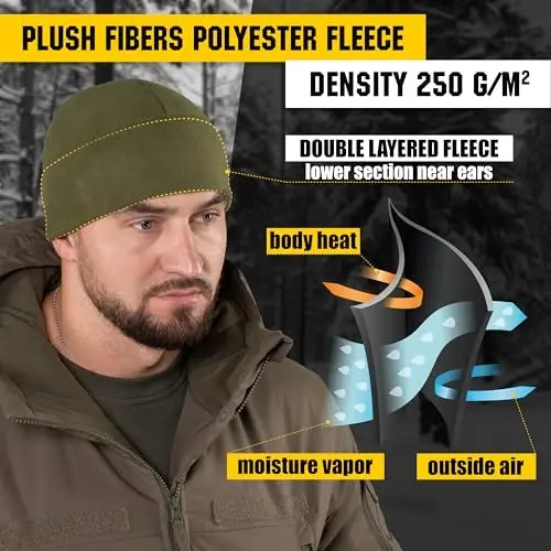 M-Tac Elite Fleece Watch Cap - Military Tactical Beanie Hat Winter Skull Cap - 3