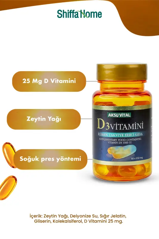 M03014 D3 Vitamini 500 Mg X 60 Yumshoq Jel Aksuvital - 2