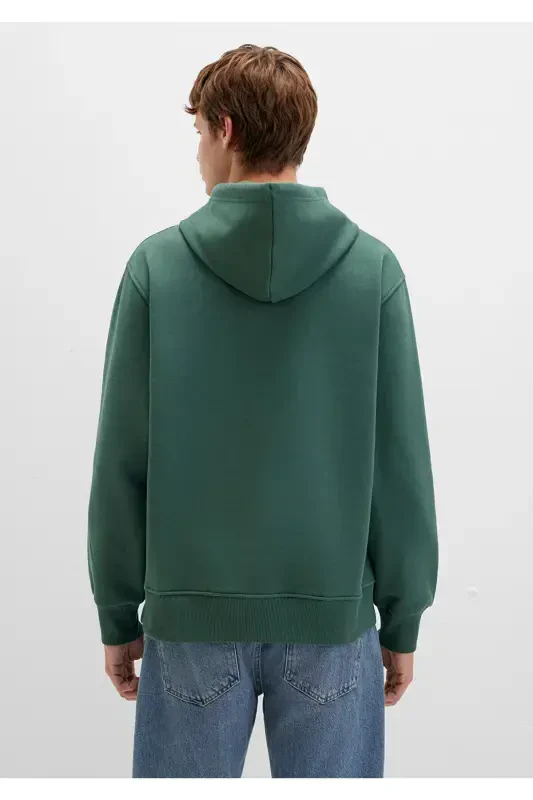 M065809-71580-Fw Hooded Sweatshirt Deep Forest Green Men's Sweatshirt-Green - 4