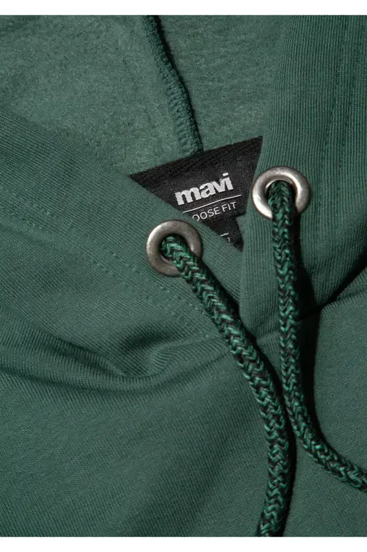 M065809-71580-Fw Hooded Sweatshirt Deep Forest Green Men's Sweatshirt-Green - 6