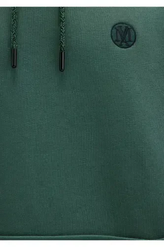 M065809-71580-Fw Hooded Sweatshirt Deep Forest Green Men's Sweatshirt-Green - 7