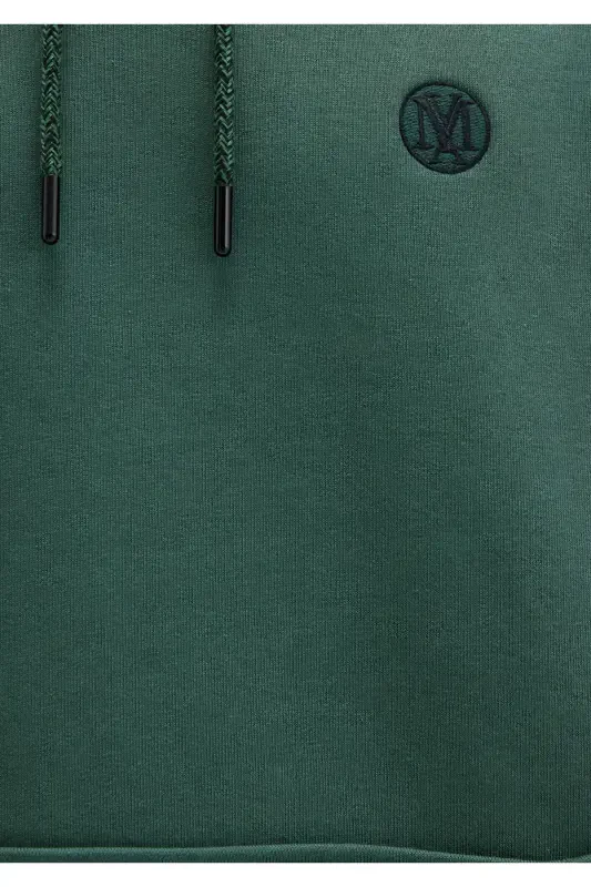 M065809-71580-Fw Hooded Sweatshirt Deep Forest Green Men's Sweatshirt-Green - 7