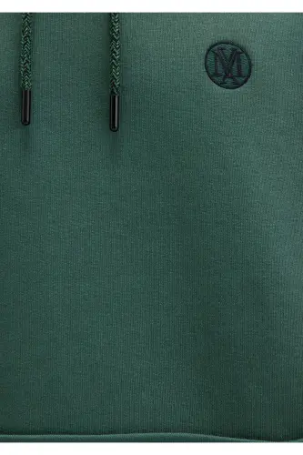 M065809-71580-Fw Hooded Sweatshirt Deep Forest Green Men's Sweatshirt-Green - 7