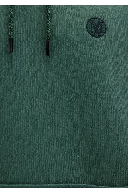 M065809-71580-Fw Hooded Sweatshirt Deep Forest Green Men's Sweatshirt-Green - 7