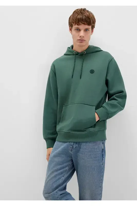 M065809-71580-Fw Kapüşonlu Sweatshırt Derin Orman Yeşi Erkek Sweatshirt-Yeşil - 1