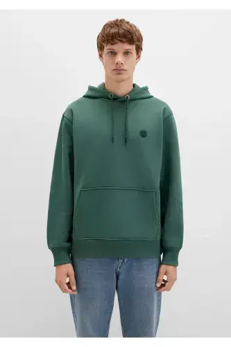 M065809-71580-Fw Kapüşonlu Sweatshırt Derin Orman Yeşi Erkek Sweatshirt-Yeşil - 3