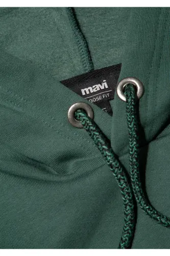 M065809-71580-Fw Kapüşonlu Sweatshırt Derin Orman Yeşi Erkek Sweatshirt-Yeşil - 6