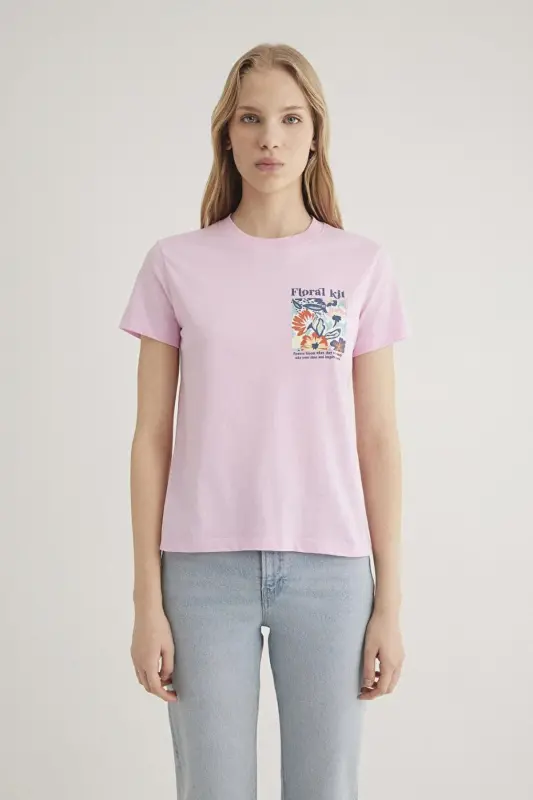 M1612956-71117 Women's Floral Print Graphic T-shirt - 4