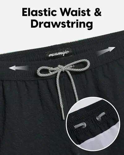 maamgic Men's Swim Trunks 5.5 inch Seersucker Beach Shorts Quick Dry Bathing Suits with Mesh Liner - 4
