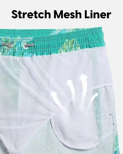 maamgic Men's Swim Trunks 5.5 inch Seersucker Beach Shorts Quick Dry Bathing Suits with Mesh Liner - 2