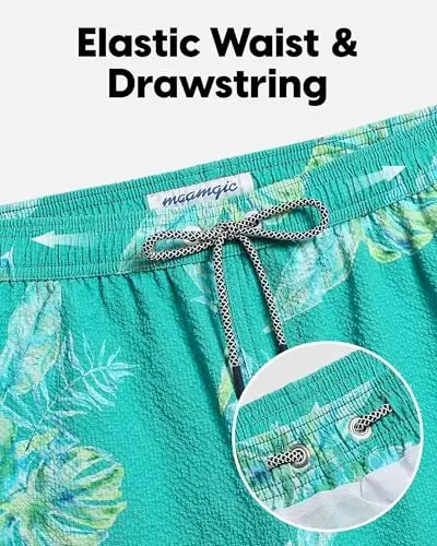 maamgic Men's Swim Trunks 5.5 inch Seersucker Beach Shorts Quick Dry Bathing Suits with Mesh Liner - 4