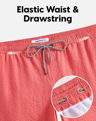maamgic Men's Swim Trunks 5.5 inch Seersucker Beach Shorts Quick Dry Bathing Suits with Mesh Liner - 4