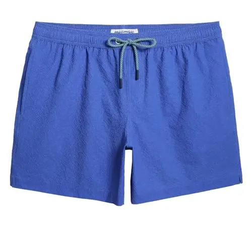 maamgic Men's Swim Trunks 5.5 inch Seersucker Beach Shorts Quick Dry Bathing Suits with Mesh Liner - 1