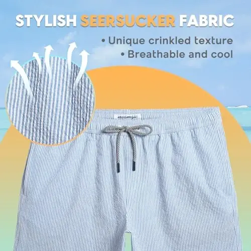 maamgic Men's Swim Trunks 5.5 inch Seersucker Beach Shorts Quick Dry Bathing Suits with Mesh Liner - 2