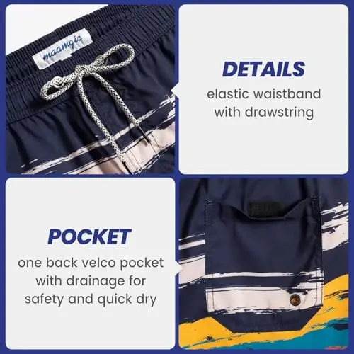 maamgic Mens Swim Trunks Quick Dry Swim Shorts with Mesh Lining Funny Swimwear Bathing Suits 7inch - 5