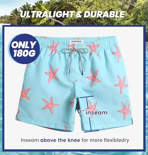 maamgic Mens Slim Fit Swim Shorts Swim Trunks 7 inch Quick Dry Mens Bathing Suits with Mesh Lining - 5