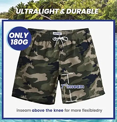 maamgic Mens Slim Fit Swim Shorts Swim Trunks 7 inch Quick Dry Mens Bathing Suits with Mesh Lining - 4