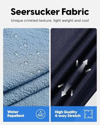 maamgic Men's Swim Trunks 5.5 inch Seersucker 2 in 1 Beach Shorts Quick Dry Bathing Suits with Compression Liner - 2