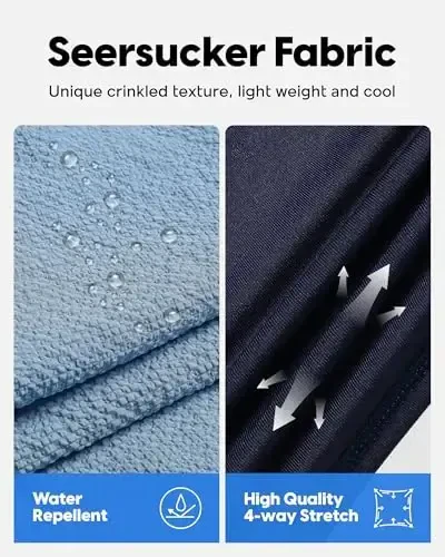 maamgic Men's Swim Trunks 5.5 inch Seersucker 2 in 1 Beach Shorts Quick Dry Bathing Suits with Compression Liner - MODAZONE (1)