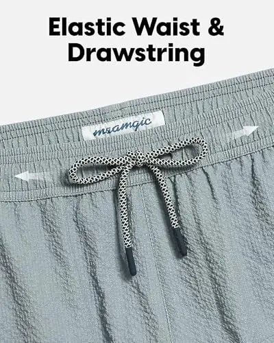 maamgic Men's Swim Trunks 5.5 inch Seersucker 2 in 1 Beach Shorts Quick Dry Bathing Suits with Compression Liner - 3