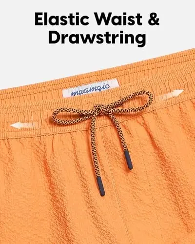 maamgic Men's Swim Trunks 5.5 inch Seersucker 2 in 1 Beach Shorts Quick Dry Bathing Suits with Compression Liner - 3