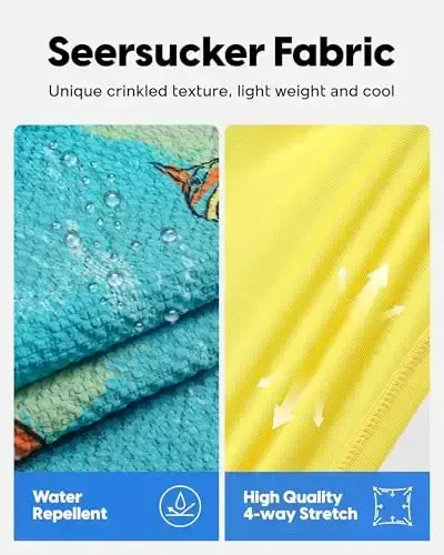 maamgic Men's Swim Trunks 5.5 inch Seersucker 2 in 1 Beach Shorts Quick Dry Bathing Suits with Compression Liner - MODAZONE (1)