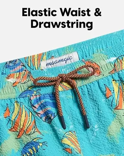 maamgic Men's Swim Trunks 5.5 inch Seersucker 2 in 1 Beach Shorts Quick Dry Bathing Suits with Compression Liner - 3