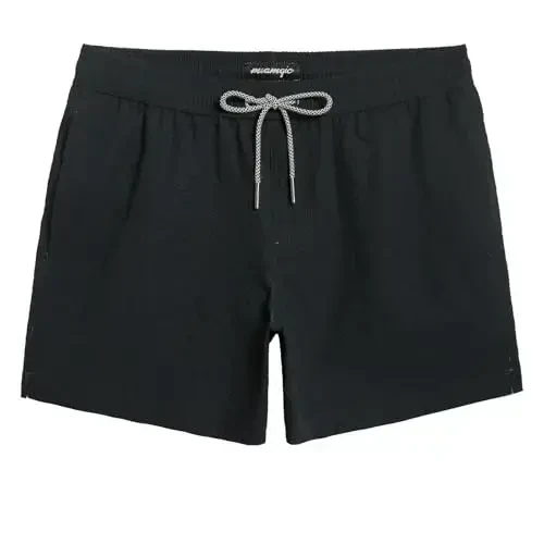 maamgic Men's Swim Trunks 5.5 inch Seersucker Beach Shorts Quick Dry Bathing Suits with Mesh Liner 