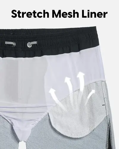 maamgic Men's Swim Trunks 5.5 inch Seersucker Beach Shorts Quick Dry Bathing Suits with Mesh Liner - 5