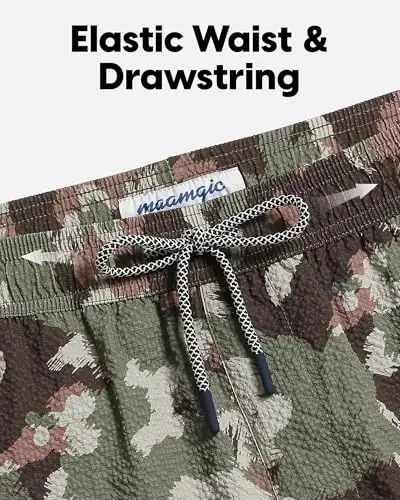 maamgic Men's Swim Trunks 5.5 inch Seersucker 2 in 1 Beach Shorts Quick Dry Bathing Suits with Compression Liner - 3